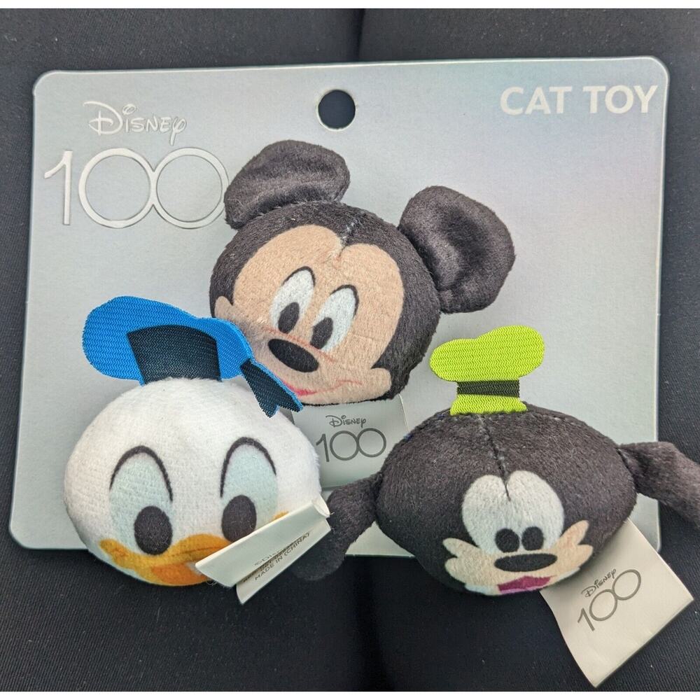 Disney's Plush Cat Toy 1.5" Mickey Mouse Donald Duck Goofy Jingle Balls Catnip